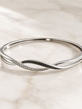 Black & White Diamond Bangle Bracelet